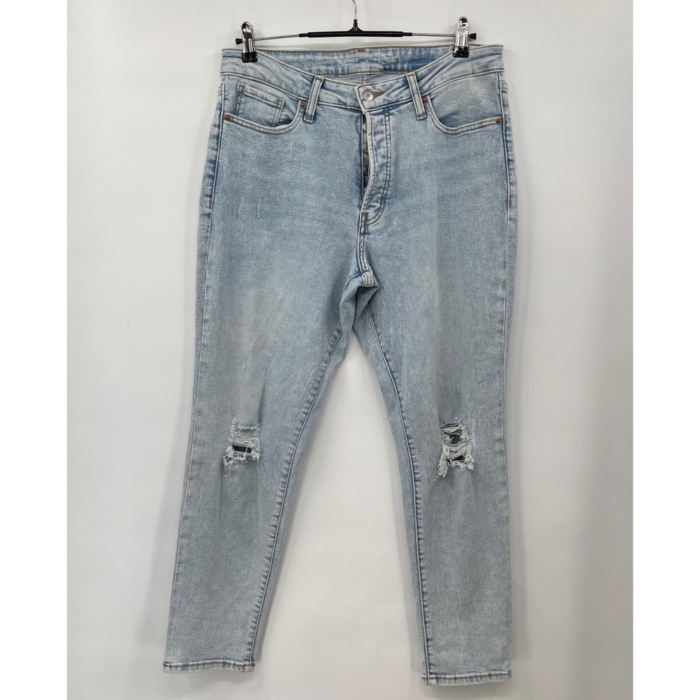 Old Navy Womens Jeans High Rise O G Straight Light Wash Distressed Size 12
